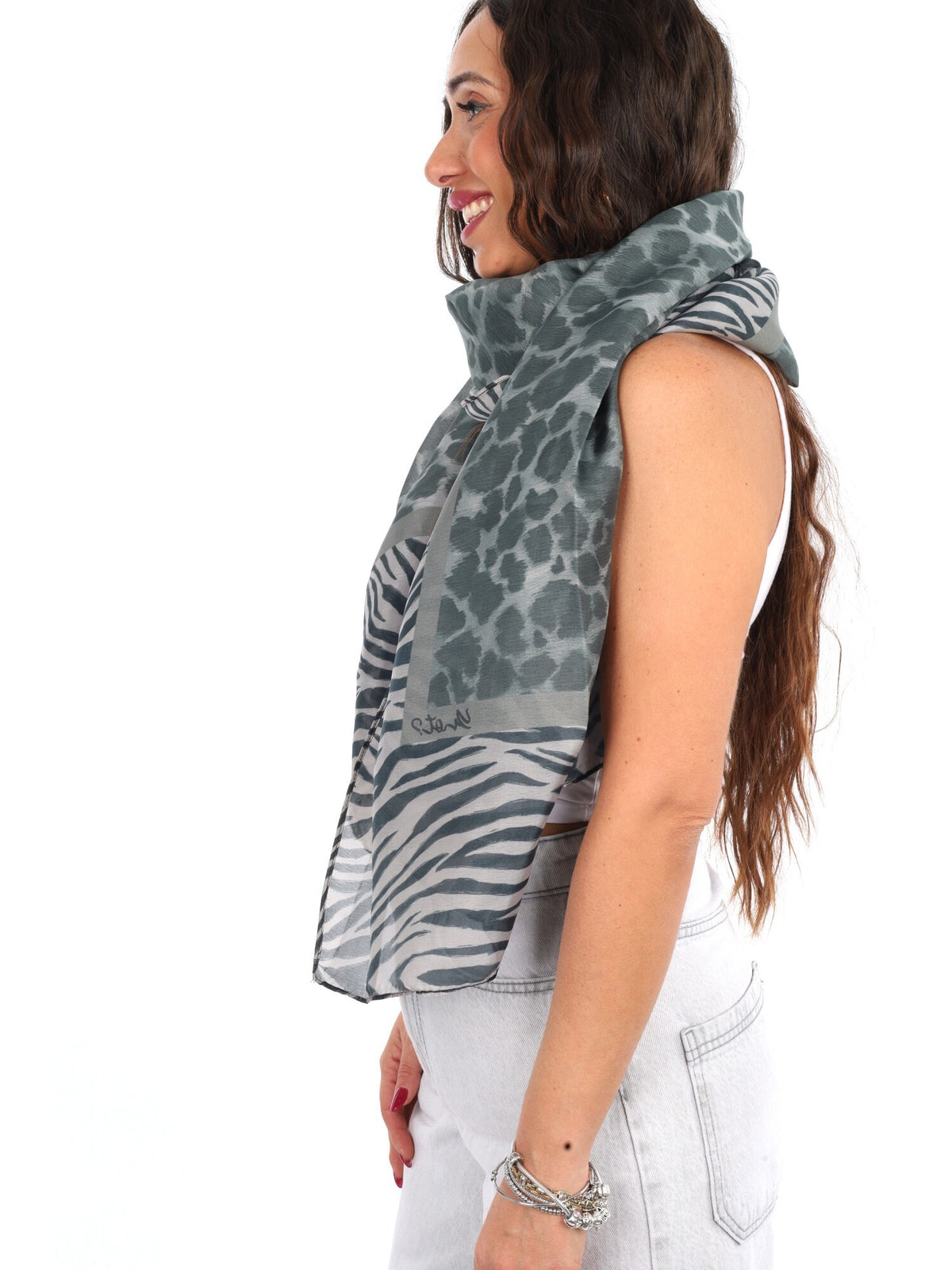 Y-not foulard rayon da unisex grigio