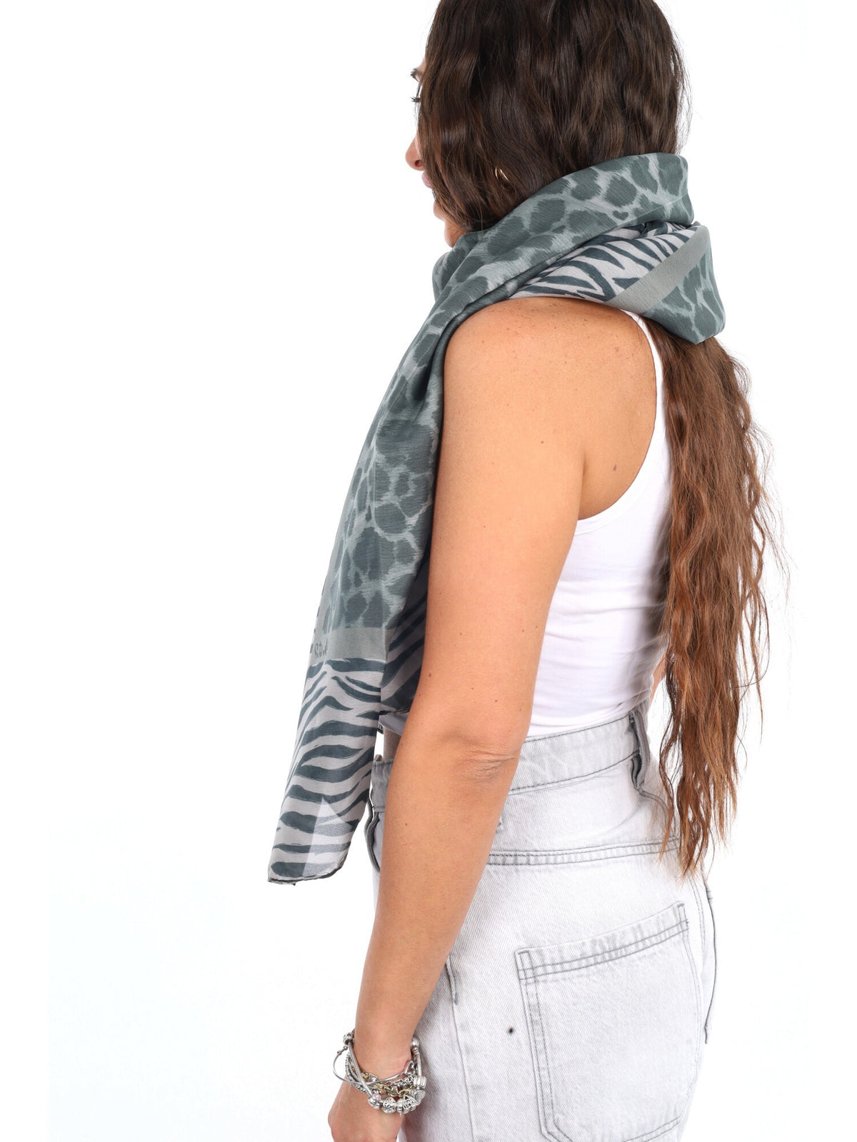 Y-not foulard rayon da unisex grigio