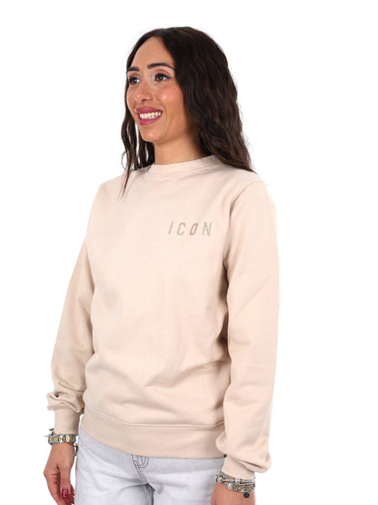 Icon felpa giro ft da donna avorio