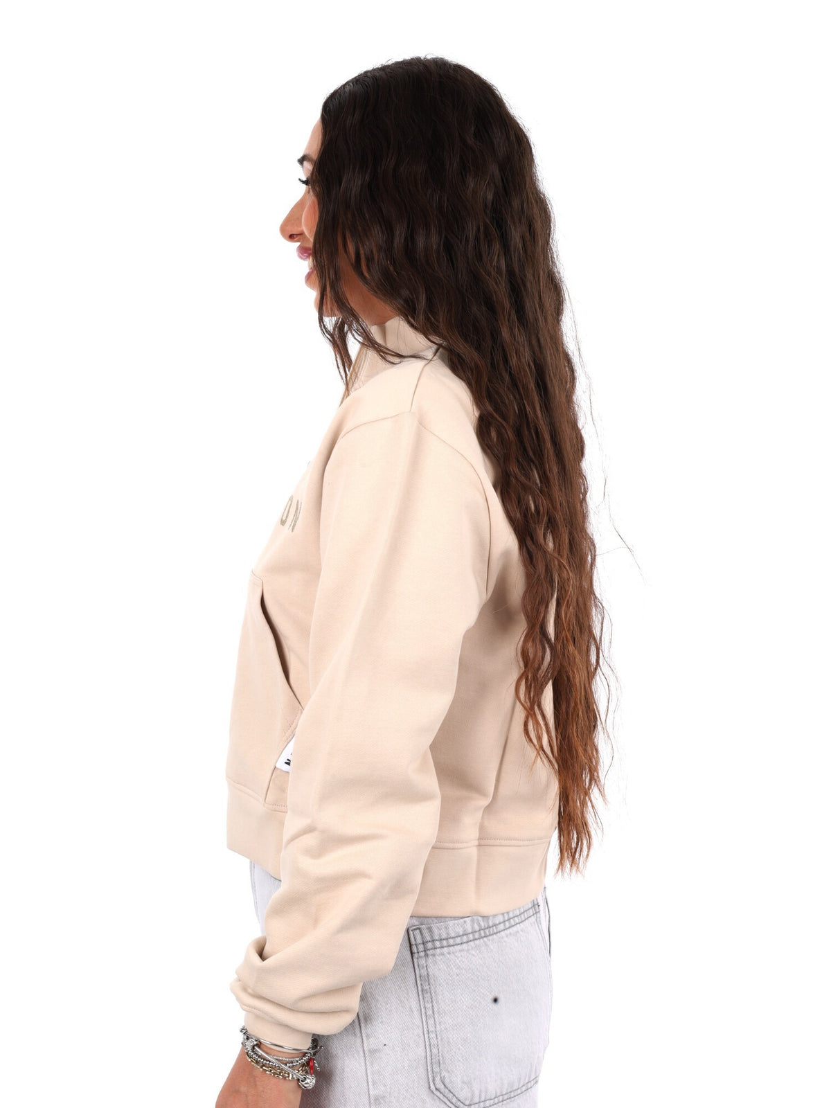 Icon felpa zip cr ft da donna avorio