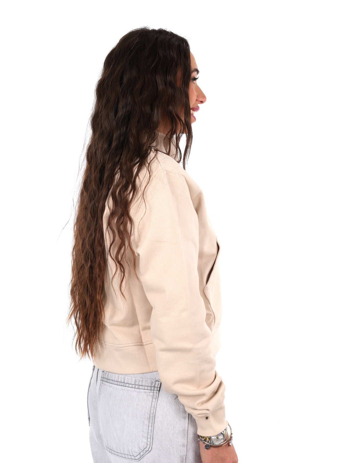 Icon felpa zip cr ft da donna avorio