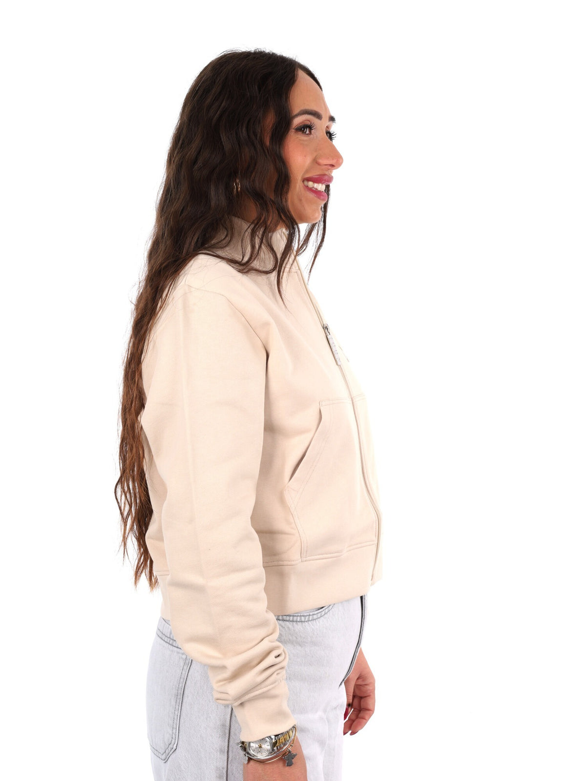 Icon felpa zip cr ft da donna avorio