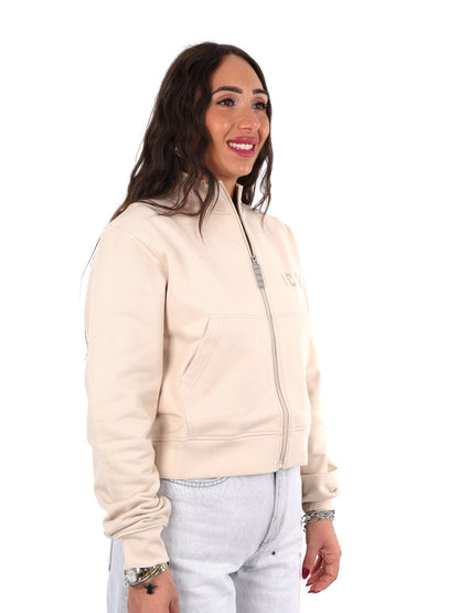 Icon felpa zip cr ft da donna avorio