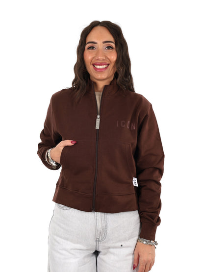Icon felpa zip cr ft da donna moro
