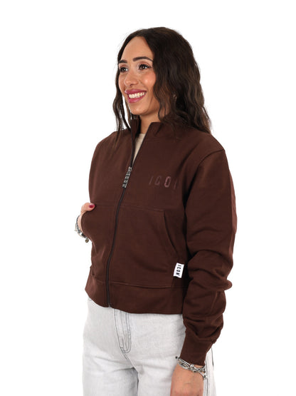 Icon felpa zip cr ft da donna moro