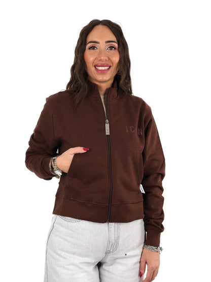 Icon felpa zip cr ft da donna moro