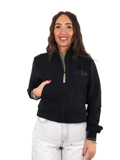 Icon felpa zip cr ft da donna nero