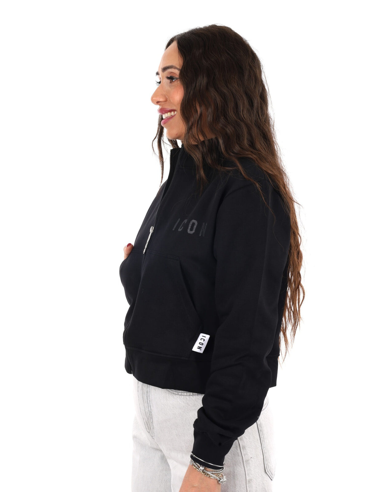 Icon felpa zip cr ft da donna nero