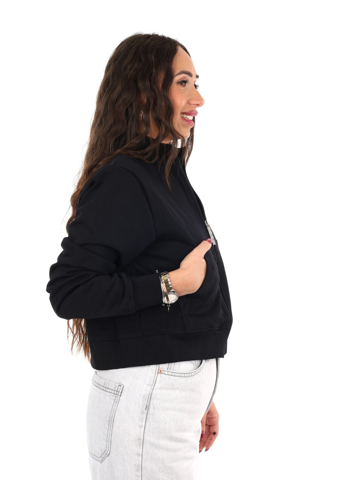 Icon felpa zip cr ft da donna nero