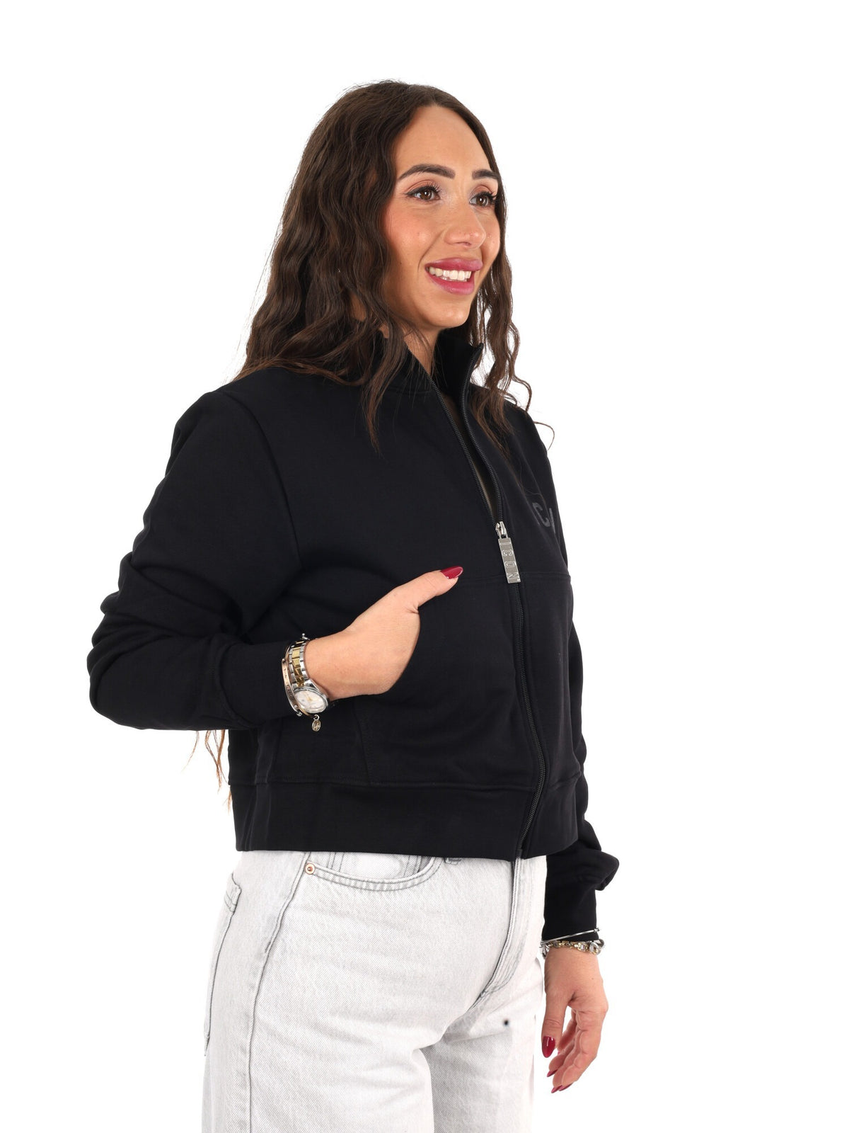 Icon felpa zip cr ft da donna nero