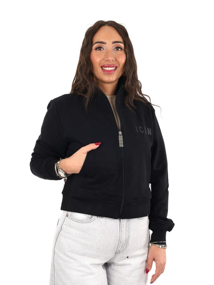 Icon felpa zip cr ft da donna nero