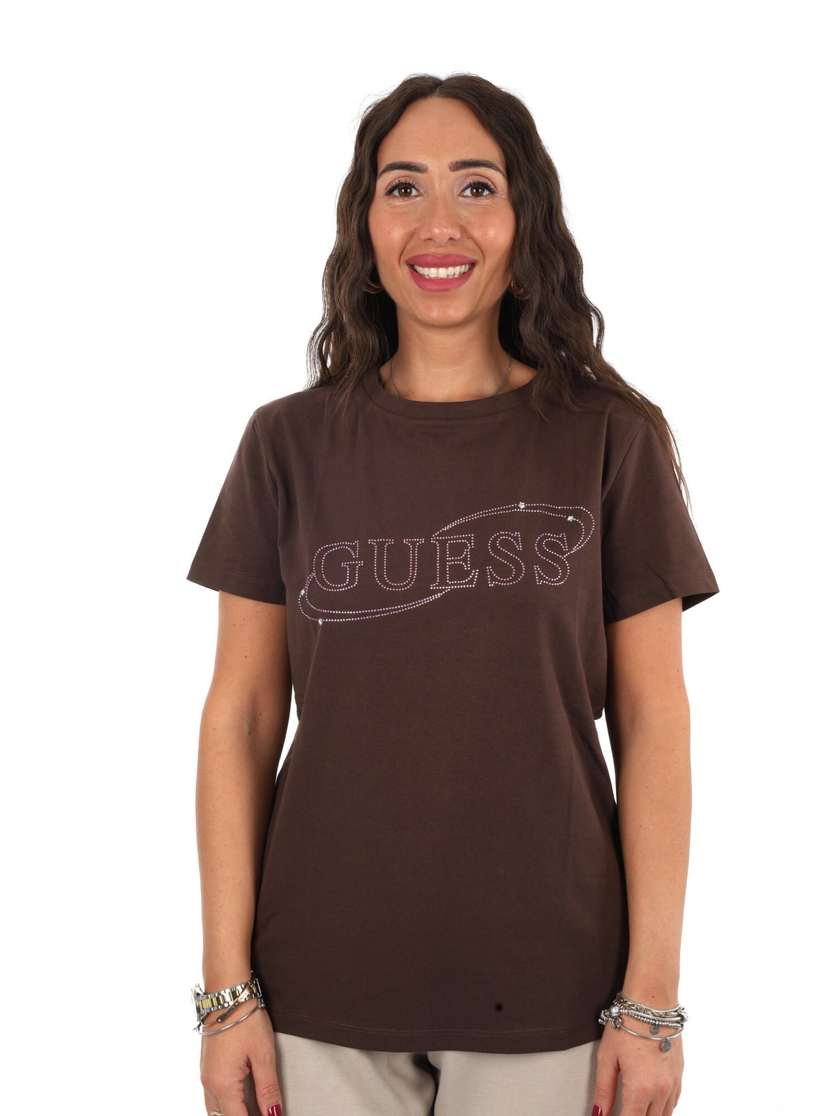 Guess blossom cn t-shirt da donna caffe'
