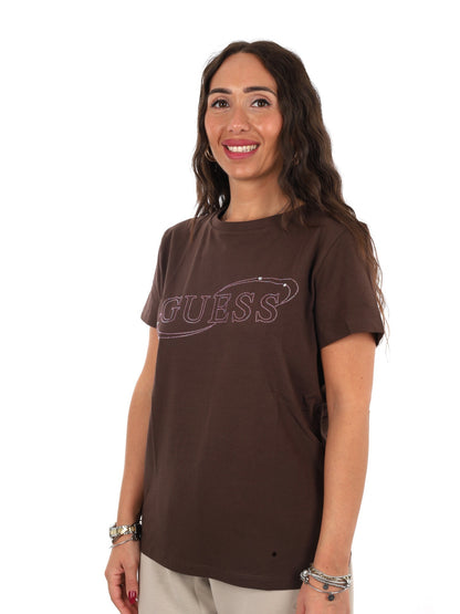 Guess blossom cn t-shirt da donna caffe'