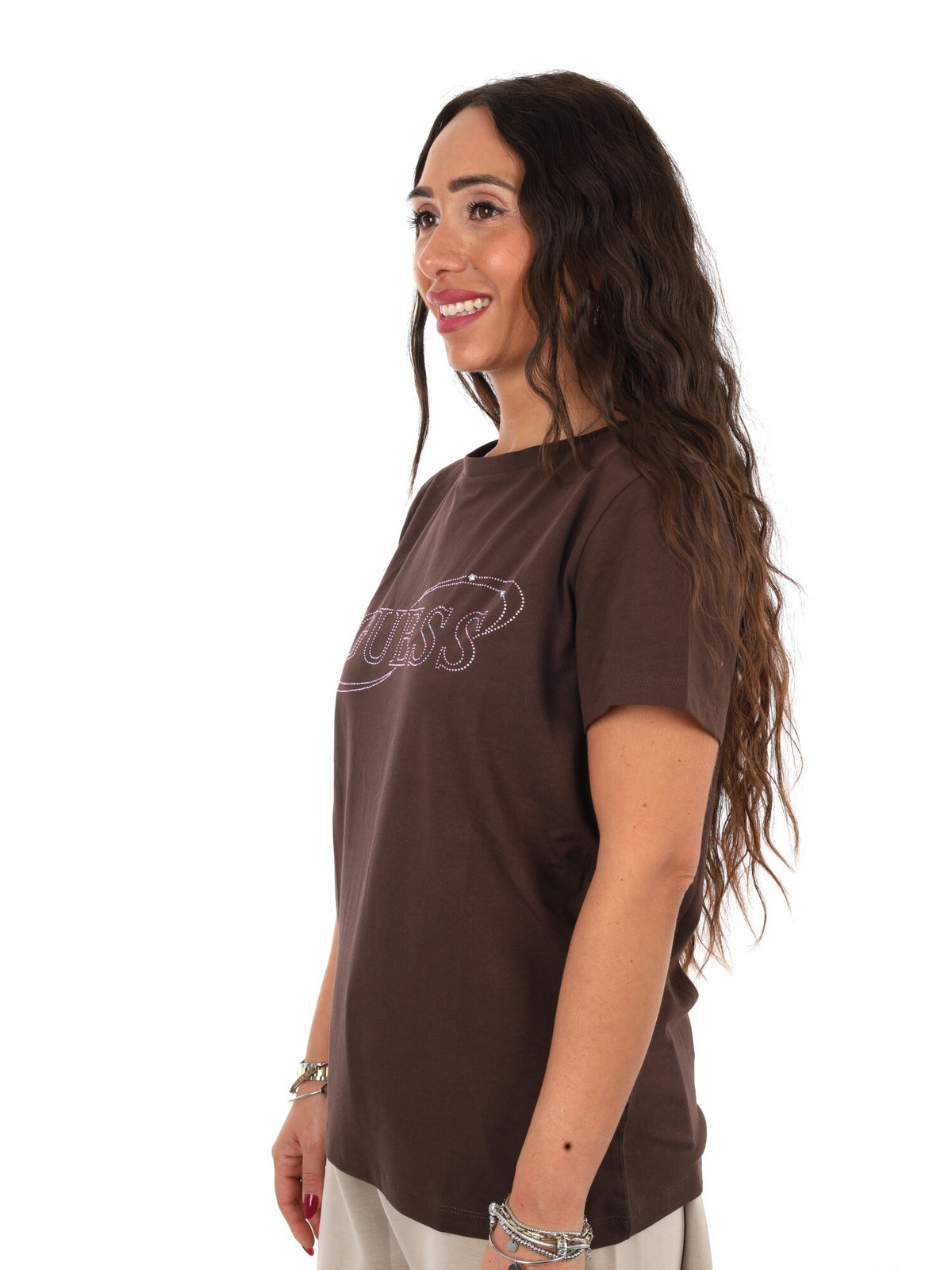 Guess blossom cn t-shirt da donna caffe'