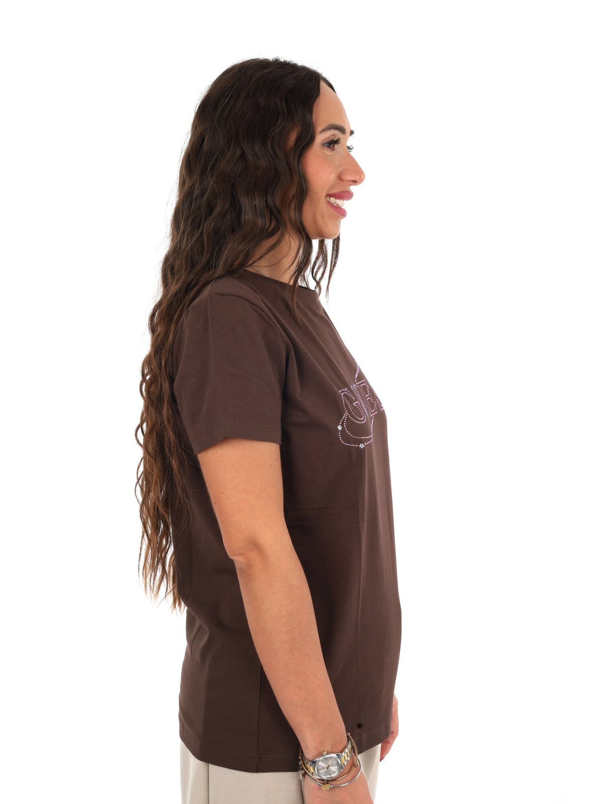 Guess blossom cn t-shirt da donna caffe'