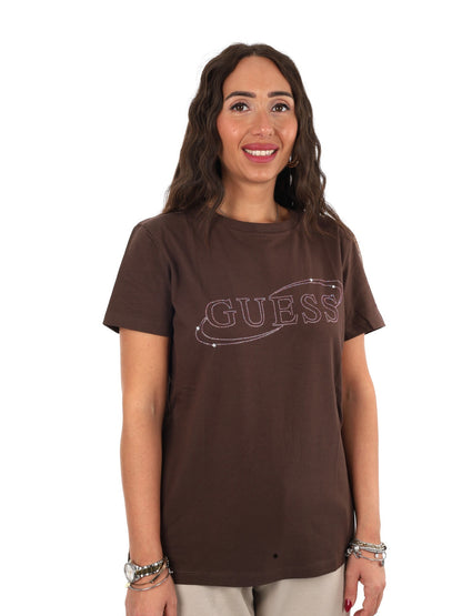 Guess blossom cn t-shirt da donna caffe'