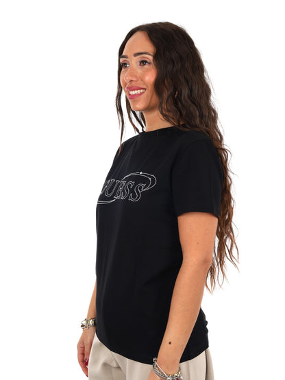 Guess blossom cn t-shirt da donna nero