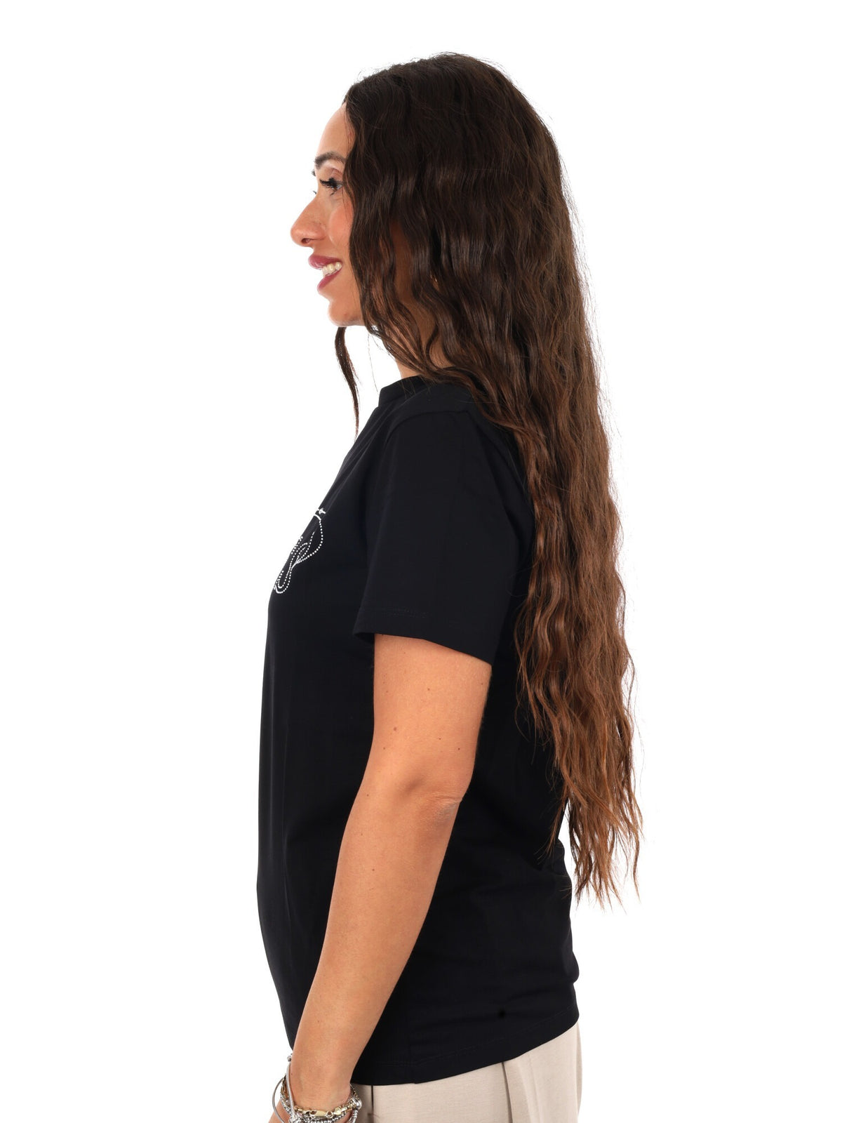 Guess blossom cn t-shirt da donna nero