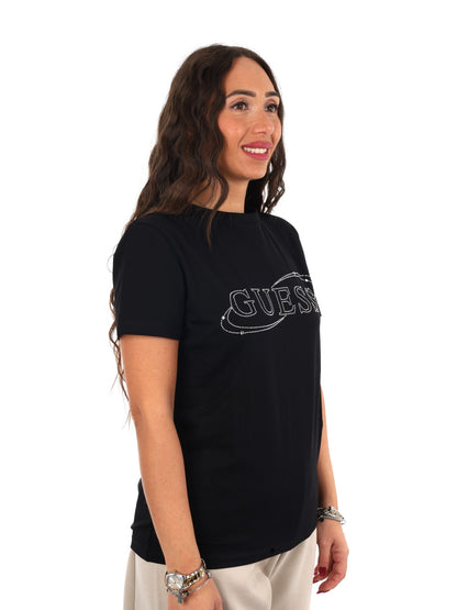 Guess blossom cn t-shirt da donna nero