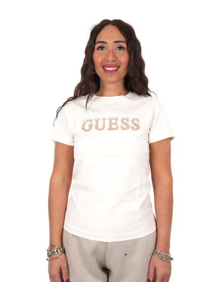 Guess fausta cn t-shirt da donna crema