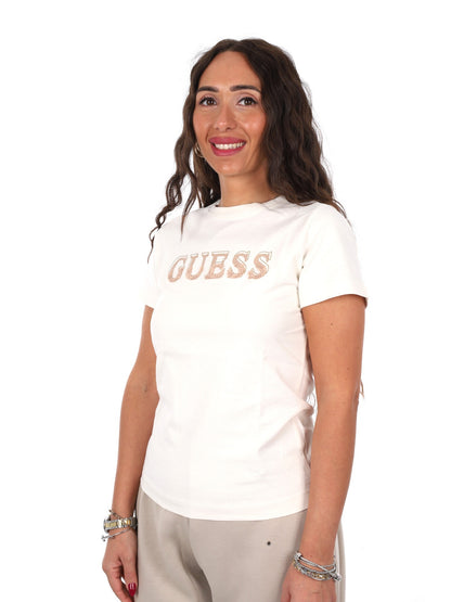 Guess fausta cn t-shirt da donna crema