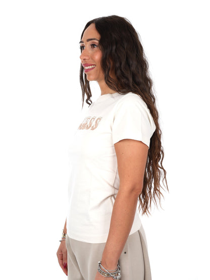 Guess fausta cn t-shirt da donna crema