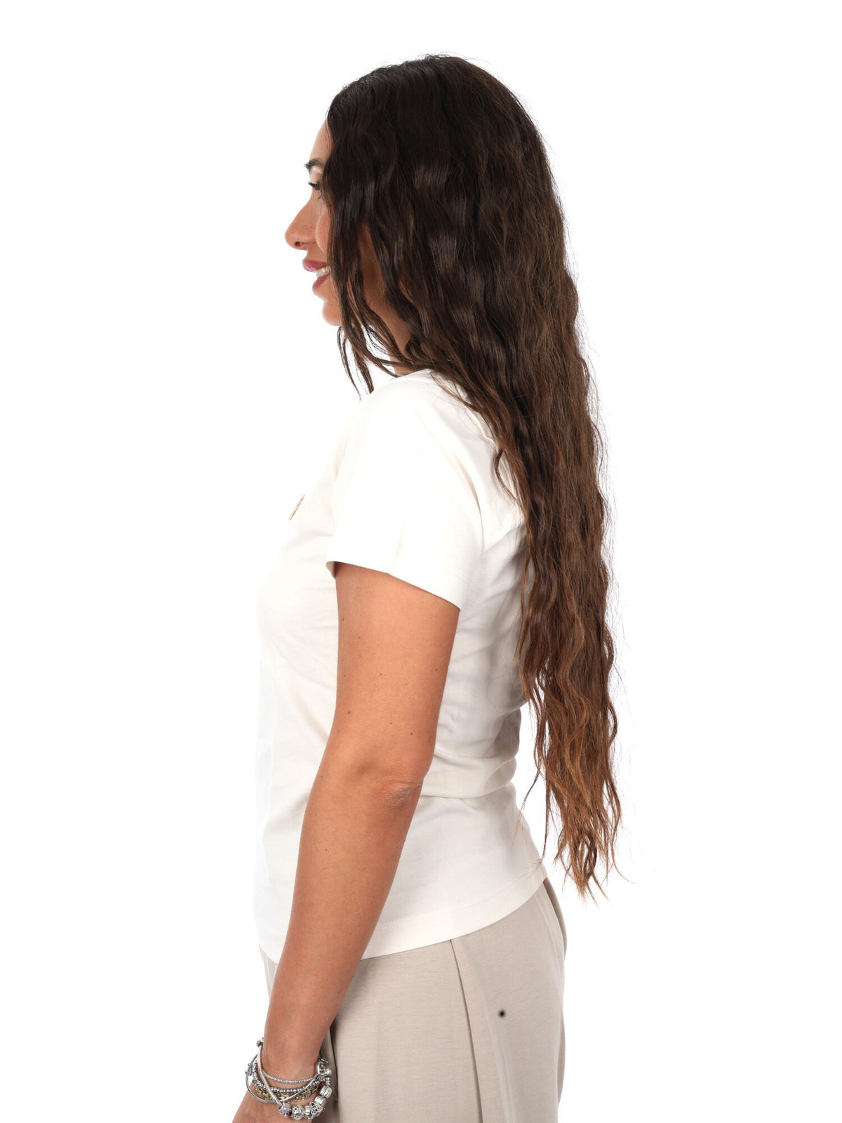 Guess fausta cn t-shirt da donna crema
