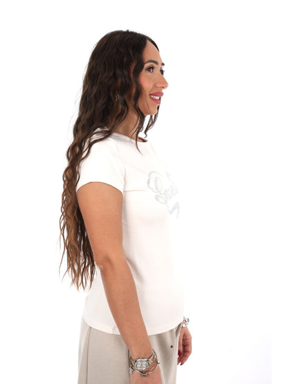 Guess amalia cn t-shirt da donna stone