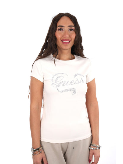 Guess amalia cn t-shirt da donna stone