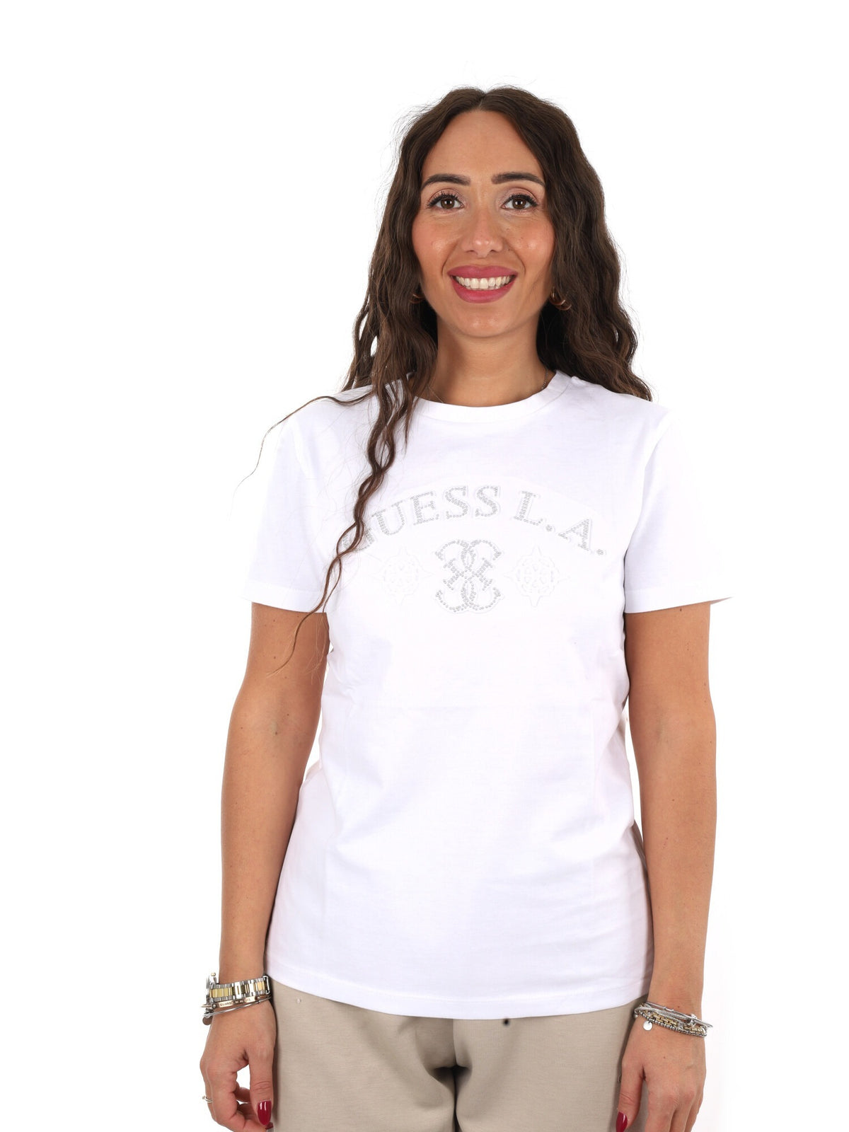 Guess elsa cn t-shirt da donna bianco