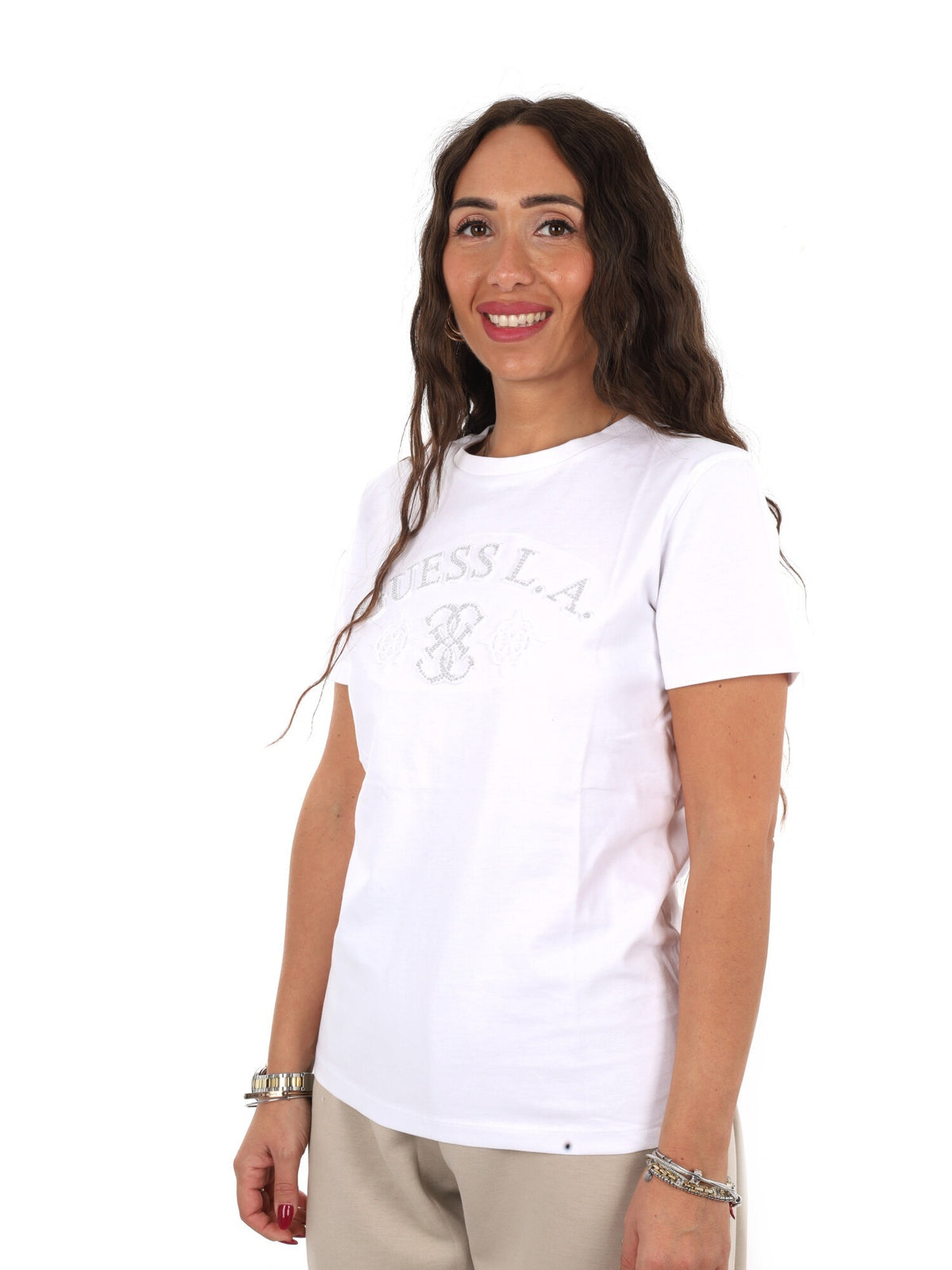 Guess elsa cn t-shirt da donna bianco