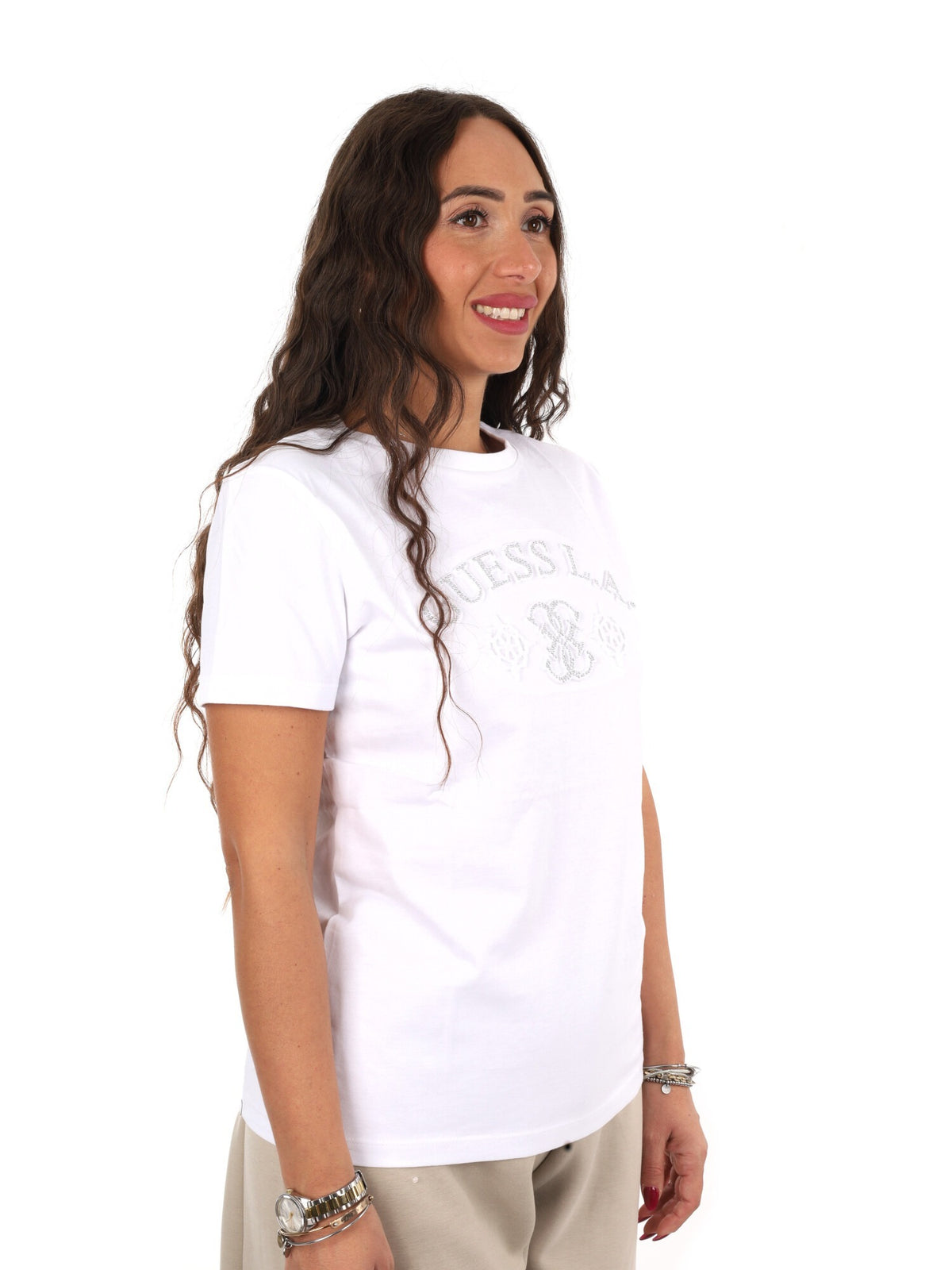Guess elsa cn t-shirt da donna bianco
