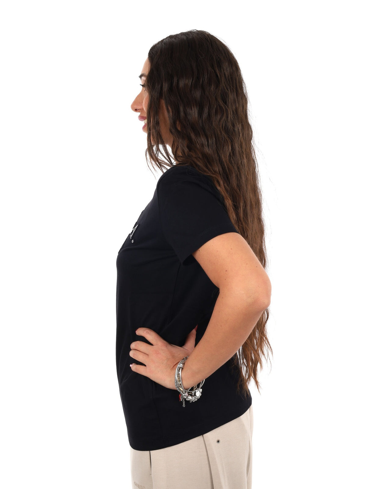 Guess elsa cn t-shirt da donna nero