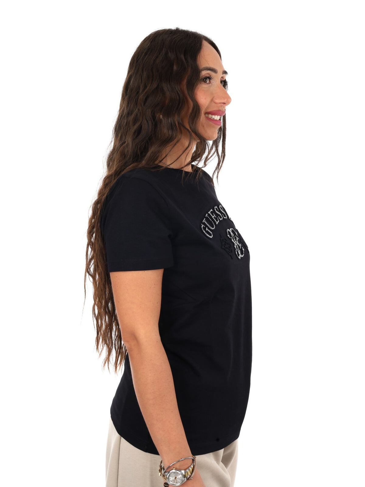 Guess elsa cn t-shirt da donna nero
