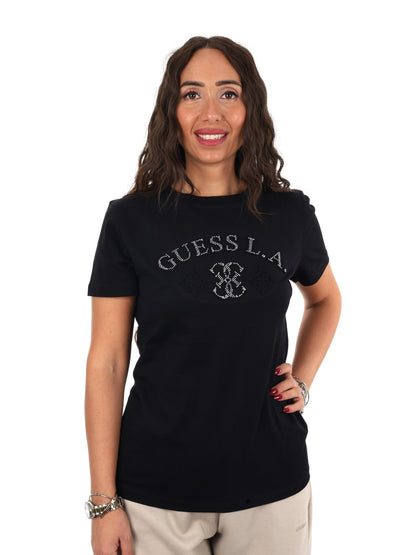 Guess elsa cn t-shirt da donna nero