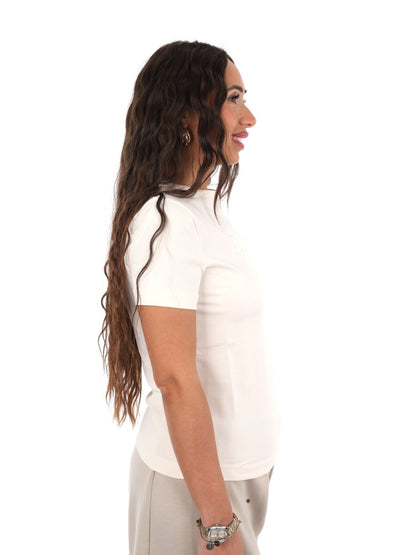 Guess grazia slim cn t-shirt da donna crema