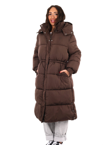 Guess virginia long giubbino da donna caffe'