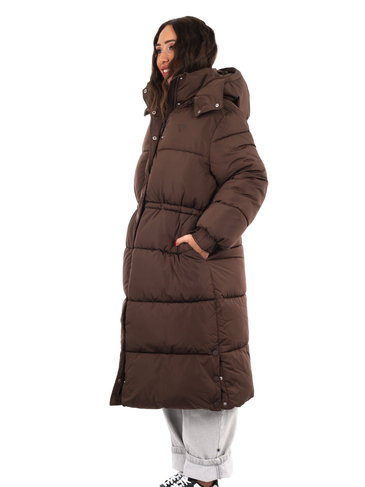 Guess virginia long giubbino da donna caffe'