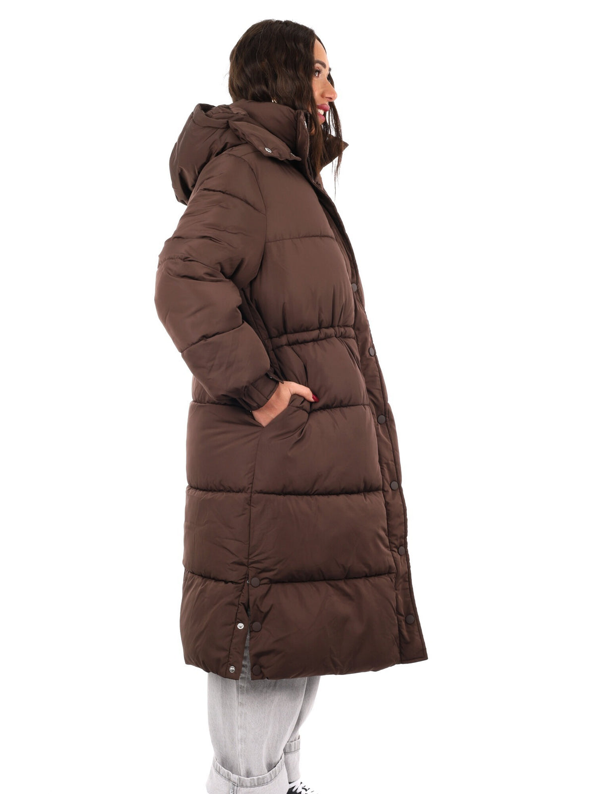 Guess virginia long giubbino da donna caffe'