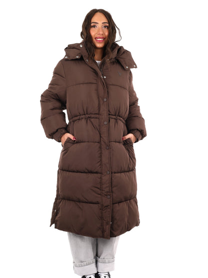 Guess virginia long giubbino da donna caffe'