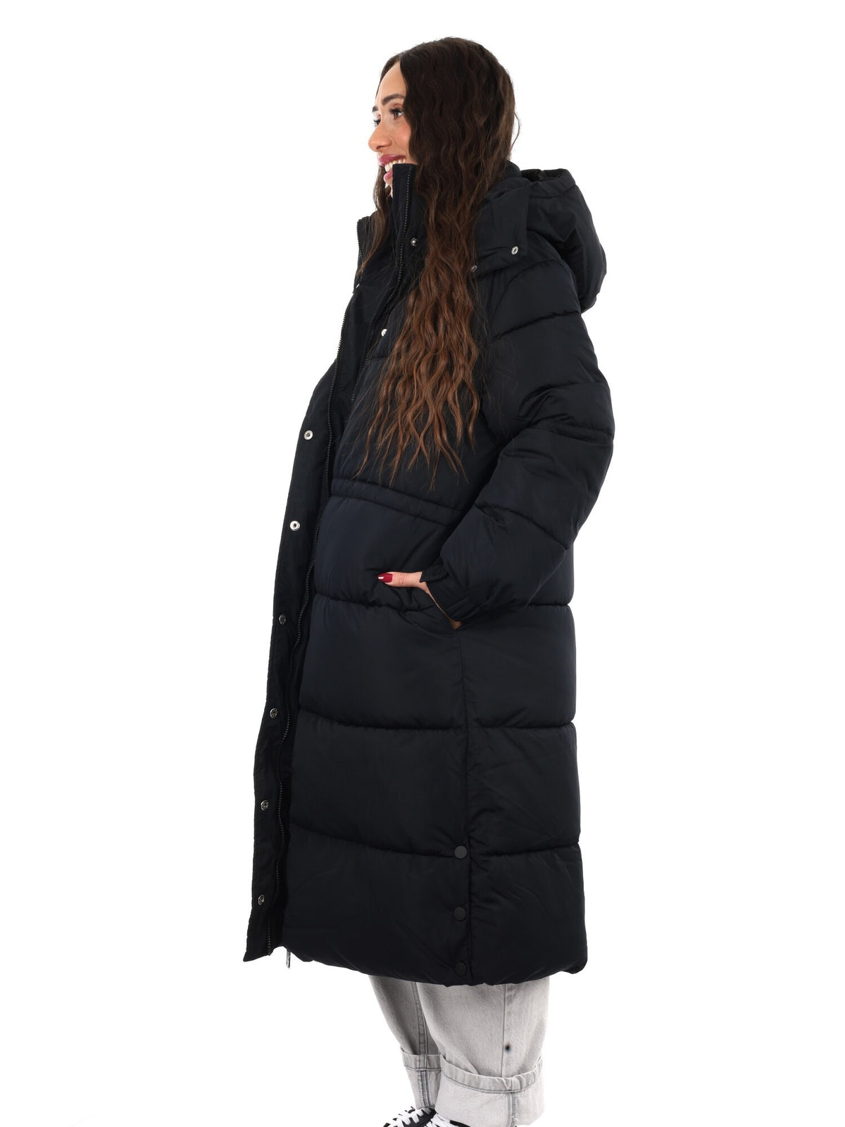 Guess virginia long giubbino da donna nero