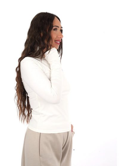 Guess greta high nec t-shirt da donna crema