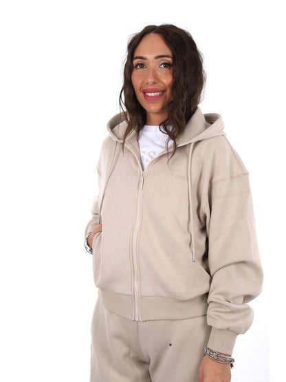 Guess brianna fullzi felpa da donna beige