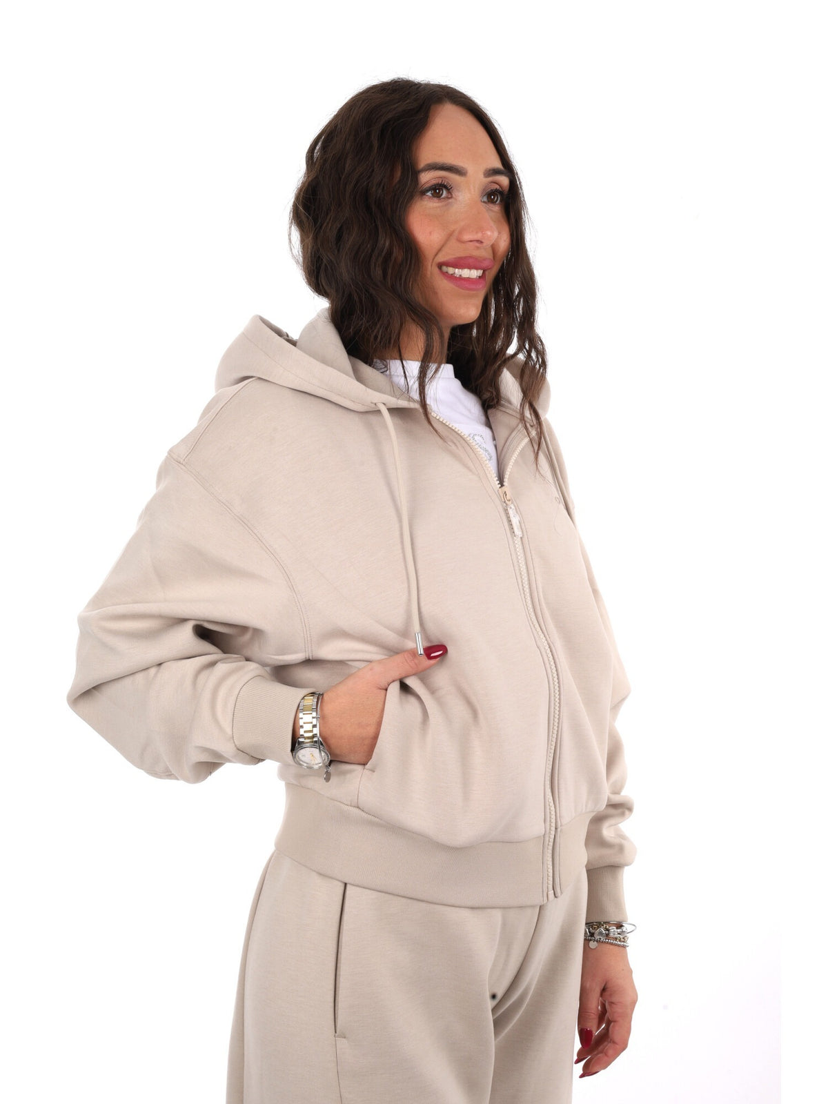 Guess brianna fullzi felpa da donna beige