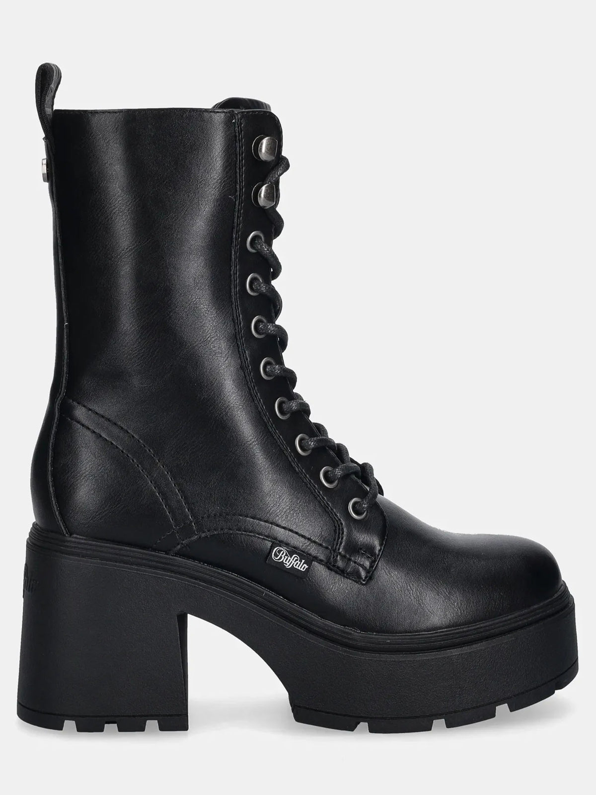 Buffalo mila lace up anfibio da donna nero