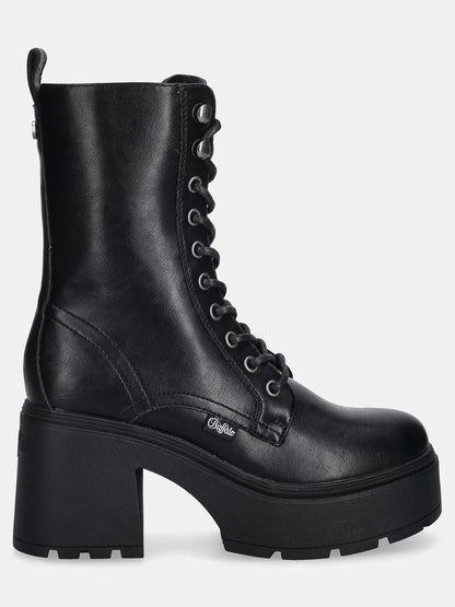 Buffalo mila lace up anfibio da donna nero