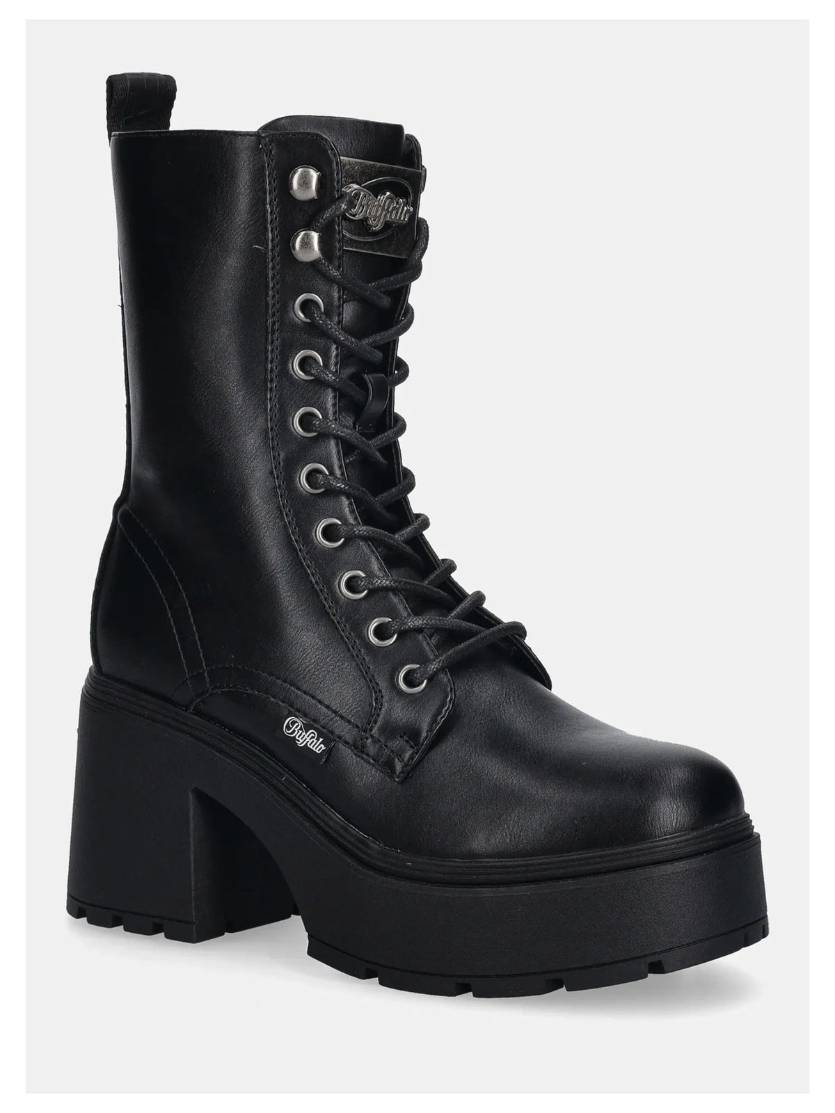 Buffalo mila lace up anfibio da donna nero