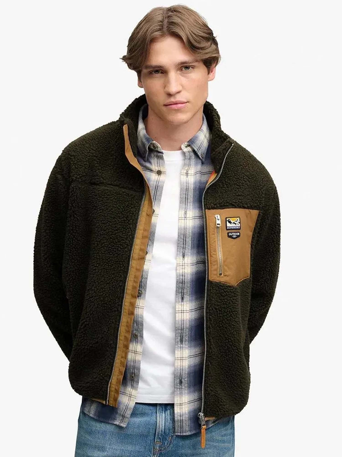 Superdry mountain zi sherpa da uomo oliva