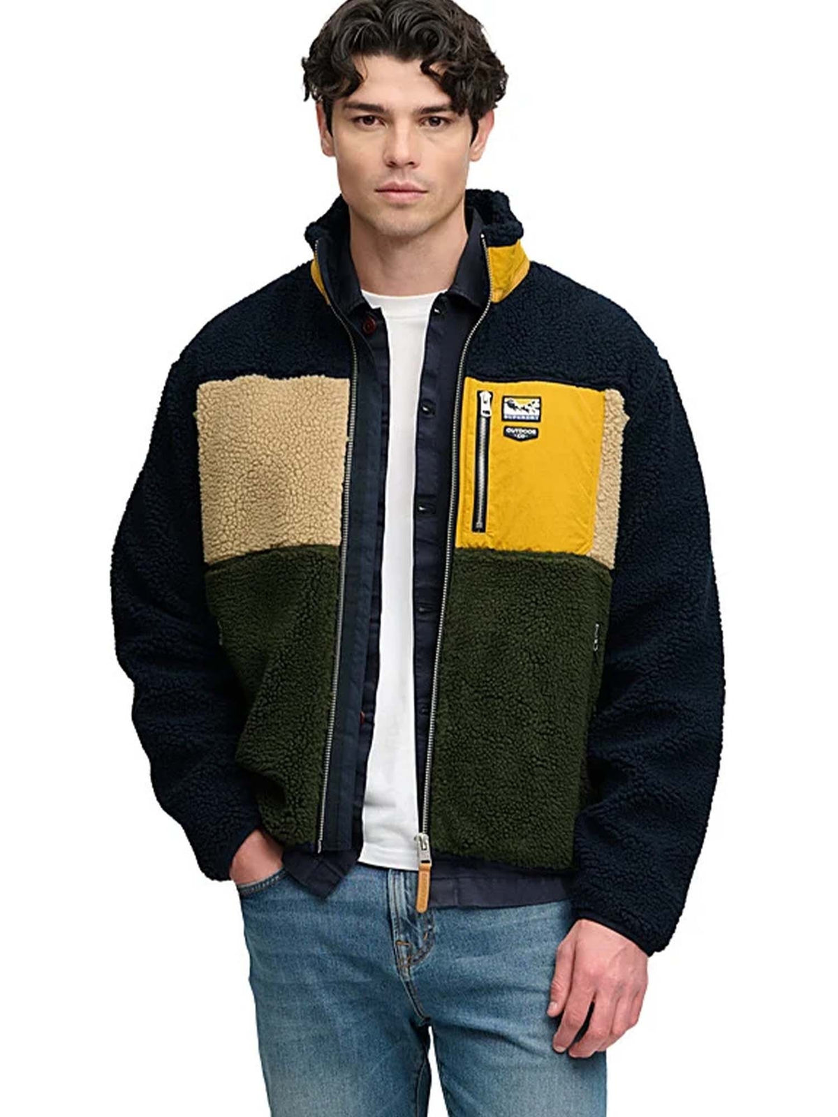 Superdry colour bloc sherpa da uomo blu