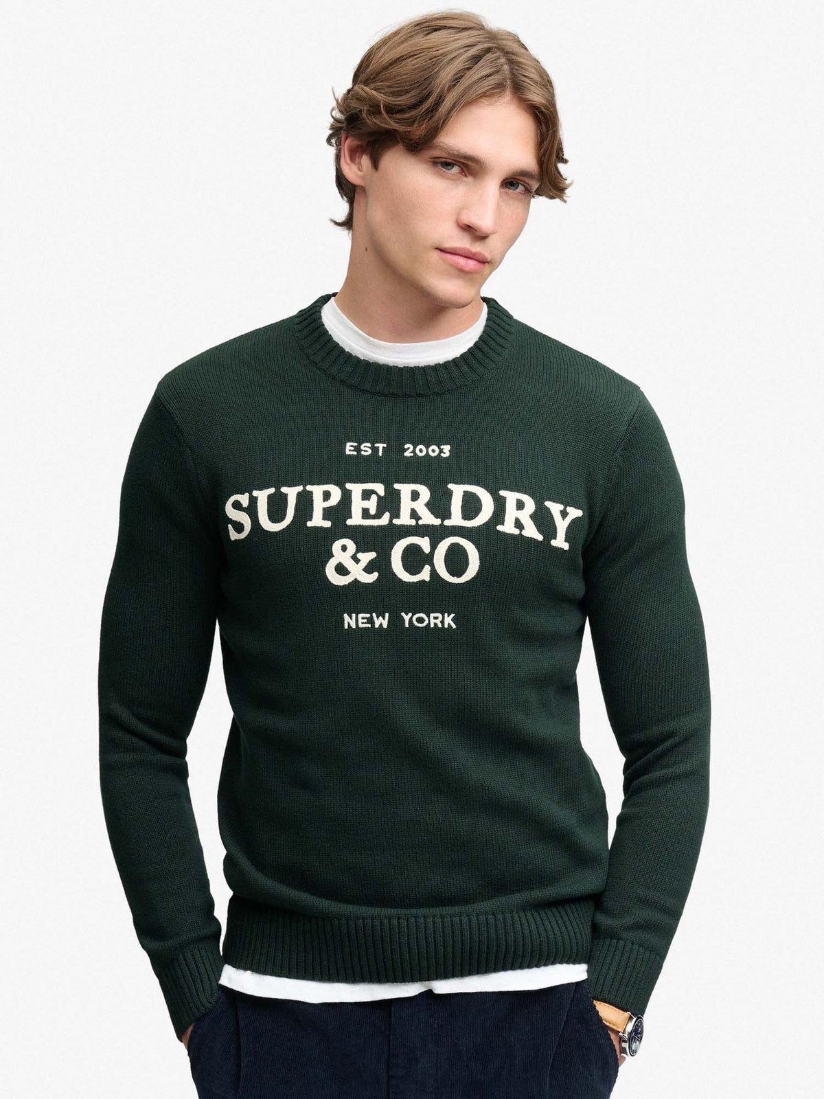 Superdry applique gr maglia da uomo verde